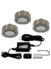 12V LED 3-Puck Light Kit - 1.8W per Puck - Warm White - Surface Mounted or Recessed - Matte Nichel Finish - Liteline UCP-LED3-MN